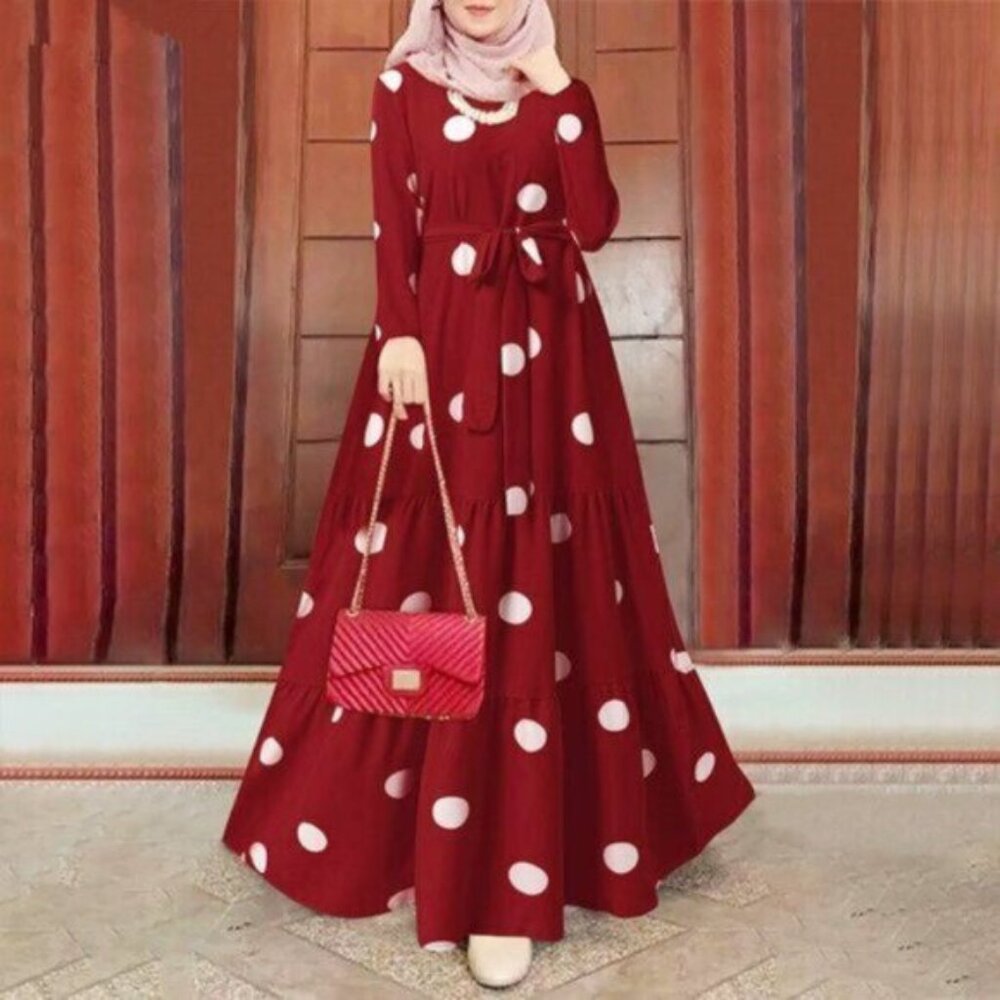 Women's Vintage Polka Dot Print Tunic Dress